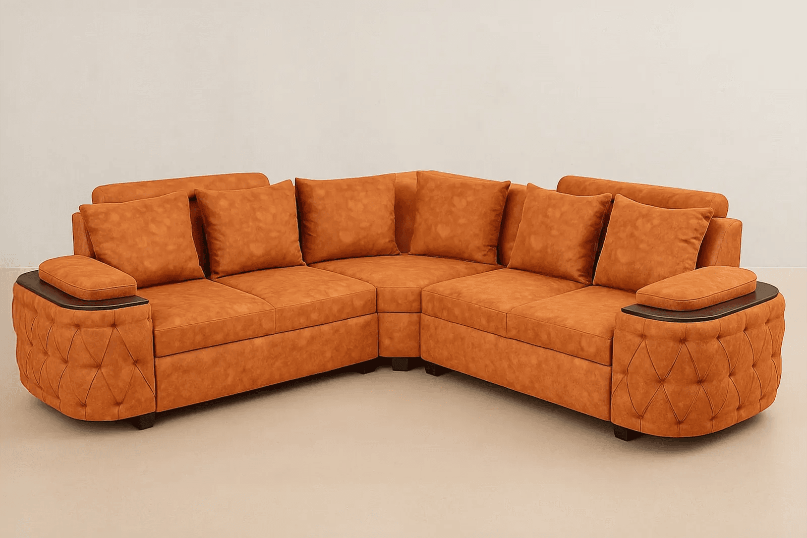 Polished sofa product visual representing HiqmaHub's product-image capability